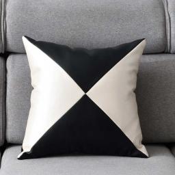 1pc couro do plutônio contraste costura inserção almofada sofá sofá poltrona travesseiro decoração para casa almofadas de enchimento 45x45cm - Image 3