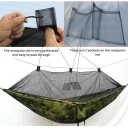T1-2 pessoa portátil acampamento ao ar livre hammock com mosquiteiro de alta resistência parachute tecido pendurado cama caça dormir balanço - Image 4