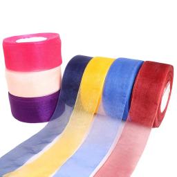 Fita de organza jardas, fita para decoração de festa de casamento, embalagem de presente, fitas de seda de natal, tecido de renda, faça você mesmo, costura artesanal - Image 5
