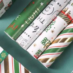 Novo 6 pçs 50x76cm papel de embrulho de presente de natal rolo para o ano novo presente de natal envoltório de papel artesanato decoração de fita de presente - Image 1
