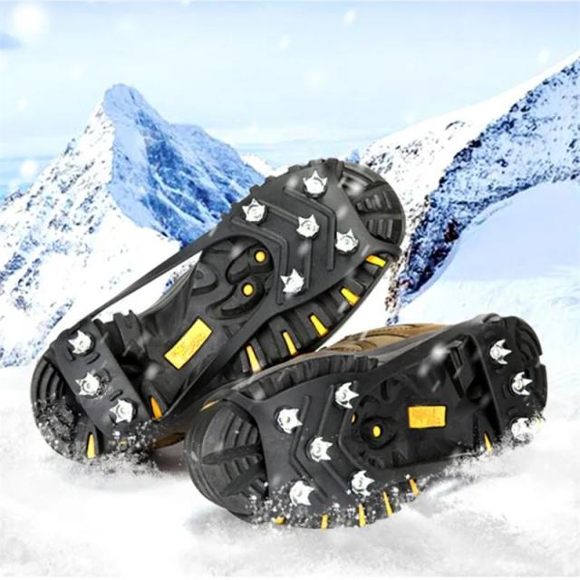 Crampons de Escalada Profissionais com 8 Pinos Antiderrapantes para Gelo e Neve - Ideal para Acampamentos e Caminhadas de Inverno