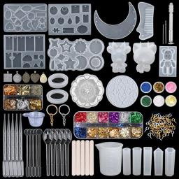 Epoxy Silicone Mold Set para Fazer Jóias, Fundição Kit Mold com Broca De Mão, Glitter Lantejoulas e Ferramentas para Brinco Pingente e Chaveiro - Image 1