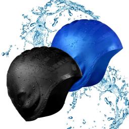 Adulto natação boné à prova dwaterproof água silicone nadar caps cabelo longo unisex mergulho piscina chapéu com capa de ouvido proteger para mulheres h5a94 - Image 1