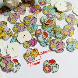 50 peças misturadas instrumentos musicais 2 furos botões de madeira natural decorativo scrapbooking acessórios de costura para artesanato - Image 6