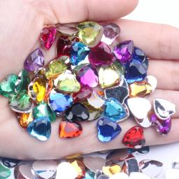 Formato de coração 12mm 30 / 200pcs strass acrílico costas planas facetas planas muitas cores para decoração de arte em unhas faça você mesmo - Image 1