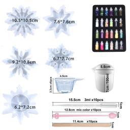 Misturado Estilo Resina Epóxi Moldes Set, Molde Silicone, Ferramentas de Fundição UV, Materiais DIY, Epóxi Kits, 1 Conjunto - Image 6
