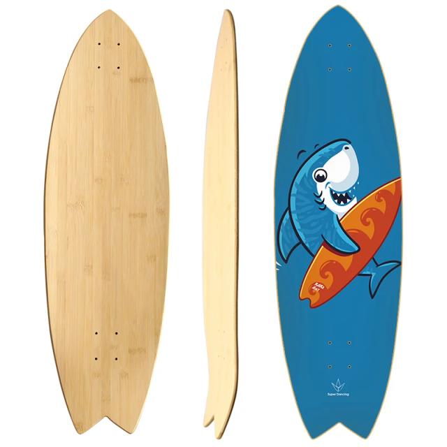 Deck de Surf Skate Terra Carver em Fibra de Vidro e Bambu: Novo Design Côncavo e Carbonizado