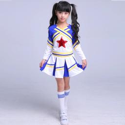 Lolanta novas meninas traje uniforme de líder de torcida atividades escolares desempenho outfits 4-16 anos azul vermelho - Image 4