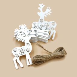 10 peças de cervo de madeira para artesanato, enfeites de madeira, etiquetas de coração com furos, decorações rústicas de casamento para ação de graças, natal - Image 1