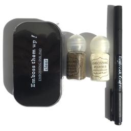 Pó de gravação de tinta dourada transparente com canetas de alto relevo almofada de tinta adesiva transparente - Image 1