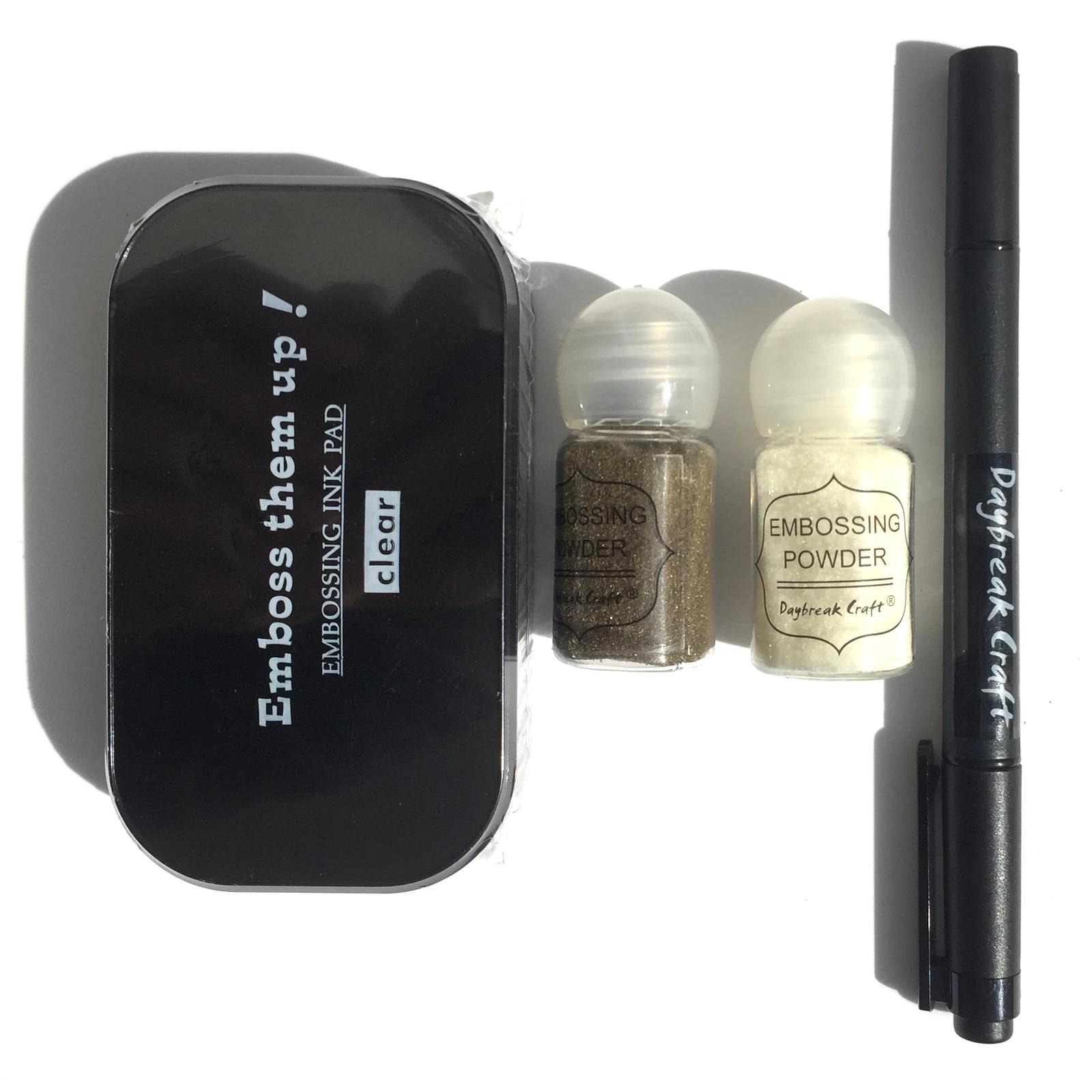 Pó de gravação de tinta dourada transparente com canetas de alto relevo almofada de tinta adesiva transparente - Image 1