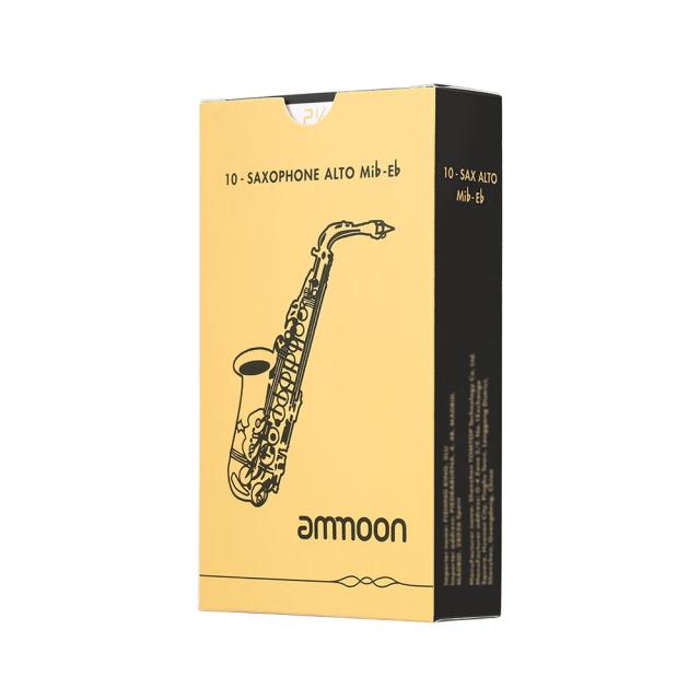Palhetas para Saxofone Ammoon de Bambu Tradicional - Conjunto com 10 Peças, Forças 1.5, 2.5 e 3.0
