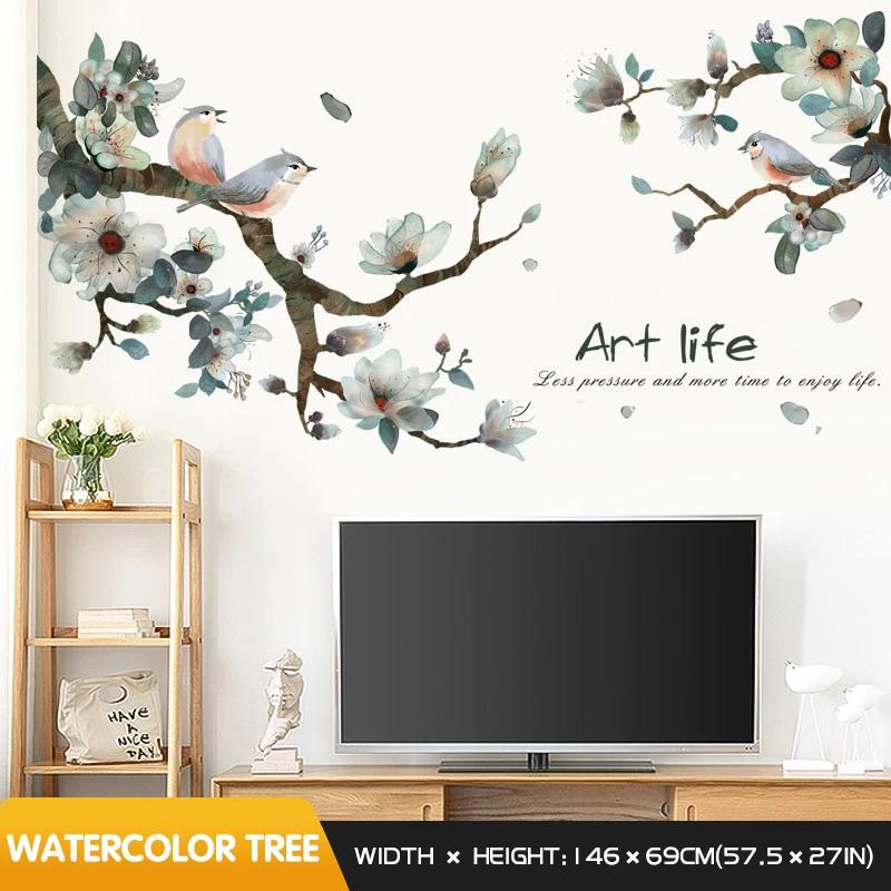 Elegante adesivo de parede flor ramo auto-adesivo adesivos sala de estar fundo decoração do quarto decoração da sua casa decoração do quarto - Image 1