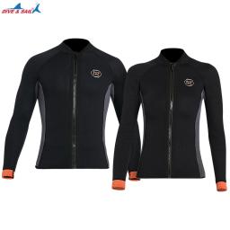 Jaqueta de manga longa Neoprene Wet Suit para homens e mulheres, maiô térmico de mergulho 3mm, camisa de mergulho, colete de surf, top - Image 1