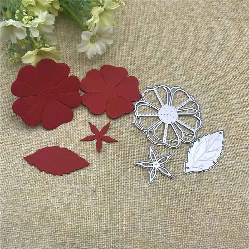 Molde de Metal para Corte de Flores - Conjunto com 4 Unidades para Artesanato em Cartão e Estêncil