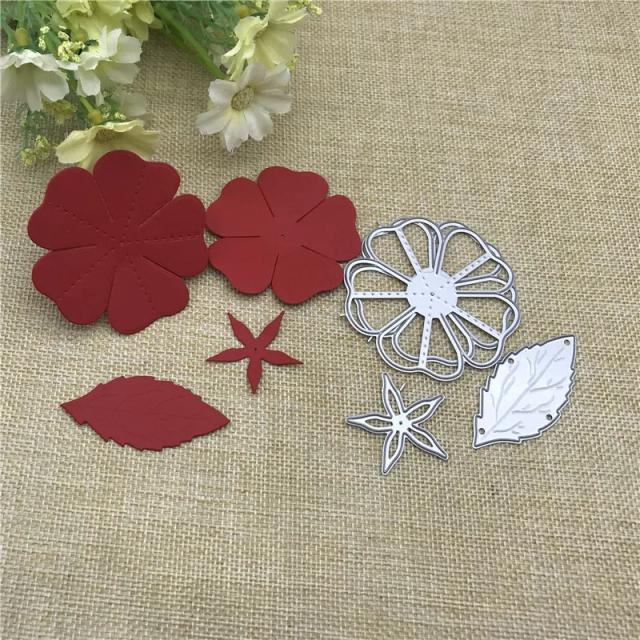 Molde de Metal para Corte de Flores - Conjunto com 4 Unidades para Artesanato em Cartão e Estêncil