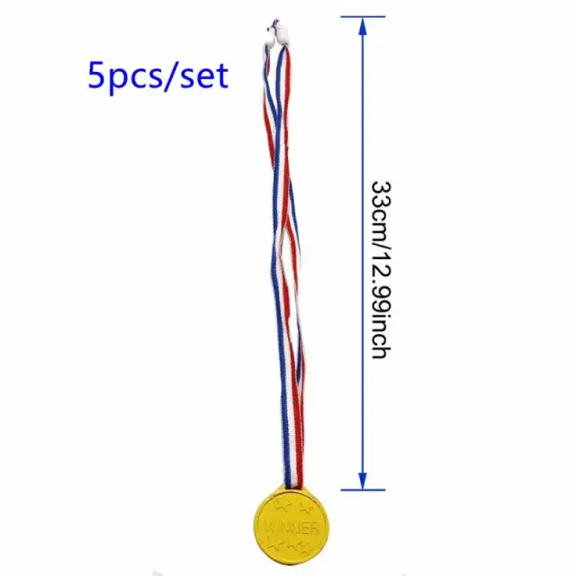 Medalhas de Ouro em Plástico para Crianças - 3 Em 5 Peças, Ideais para Festas e Prêmios Esportivos