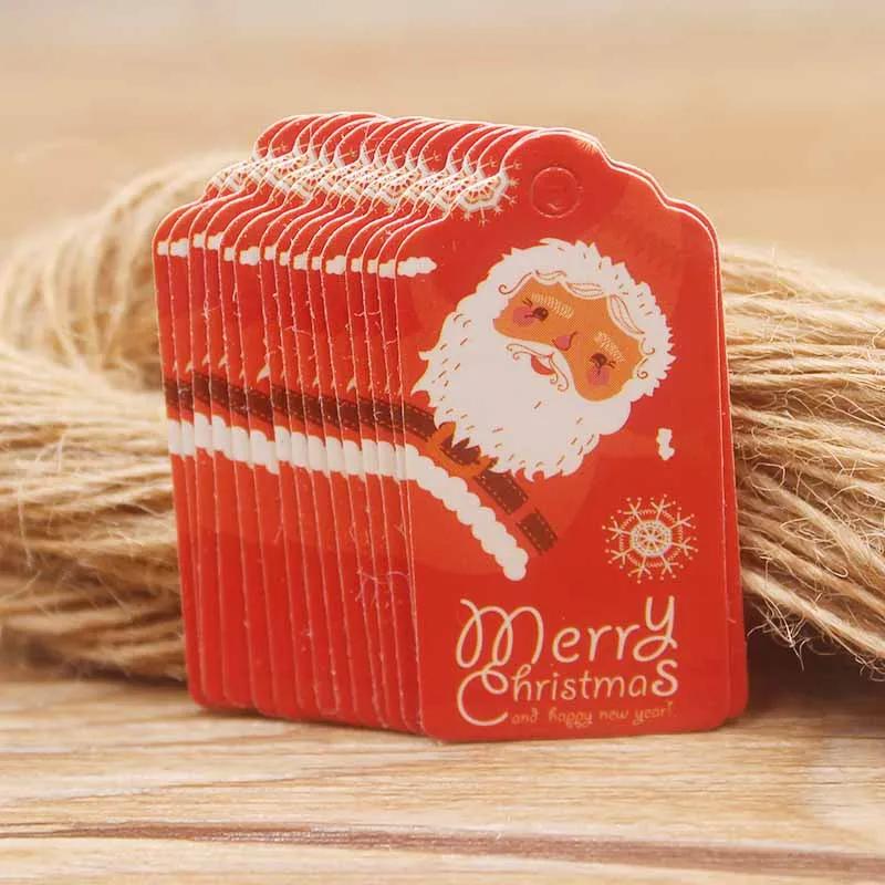 Conjuntos de etiquetas penduradas 2x4cm branco/marrom, 50 ou 100 peças, presente faça você mesmo, natal, neve, bolachas, lembranças de casamento - Image 1
