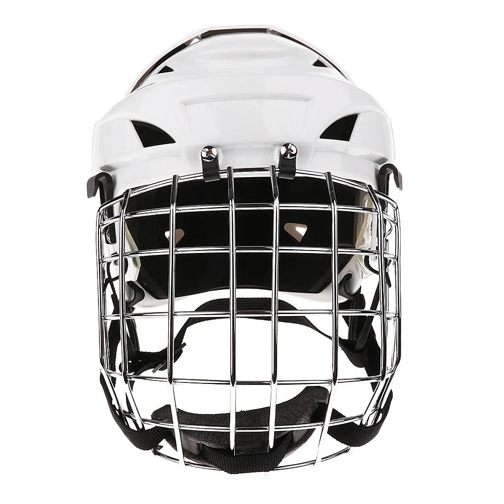 Capacete ajustável hóquei de gelo & máscara de rosto combo para homens & mulheres branco m/g - Image 1