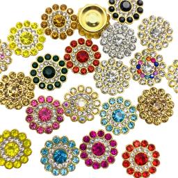 30 pçs 50 pçs 13mm girassol flatback cabochão contas de cristal base ouro moldura resina strass para diy headwear vestuário acessório - Image 1