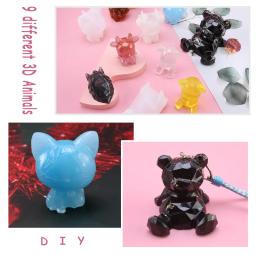 Moldes de resina animal estereoscópico, moldes de fundição de urso de silicone, resina epóxi para chaveiros, faça você mesmo, suprimentos de joias de resina artesanal - Image 5