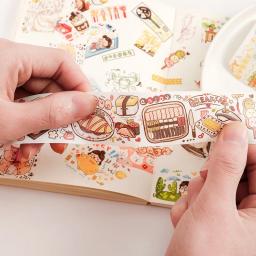 1 rolo de fita washi fat planet 2.0 série personagem bonito scrapbooking material decorativo fitas adesivas diário adesivos - Image 3