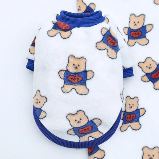 Colete Quente e Bonito para Cães e Gatos: Roupas em Coral Veludo com Estampa Doce para o Seu Animal de Estimação