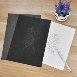 Papel Carbono A4 para Rastreamento e Pintura, Papel Cópia Reutilizável, Grafite, Ativação e Grafite, Superfícies de Arte, Preto, 100PCs - Image 2