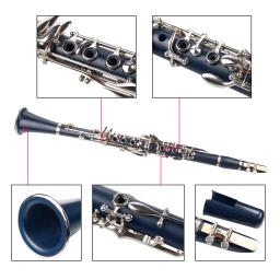 Clarinete abs azul escuro, instrumento de sopro, com 17 teclas banhadas a níquel, com luvas de pano de limpeza, chave de fenda - Image 4