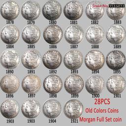 Moedas de Copiar Moedas Morgan Dollar EUA, 1878-1921, 28Pcs - Image 1