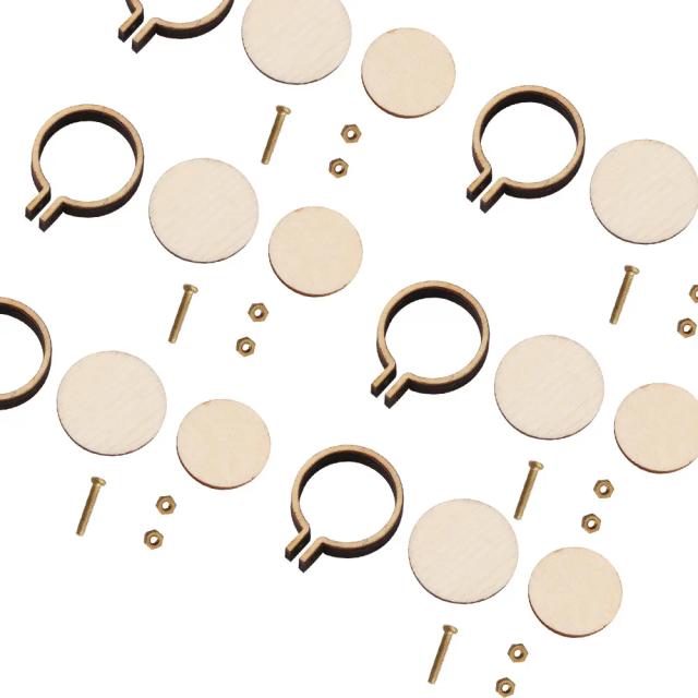 Moldura de Madeira para Ponto Cruz - Conjunto com 10 Mini Aros para Artesanato e Bordado