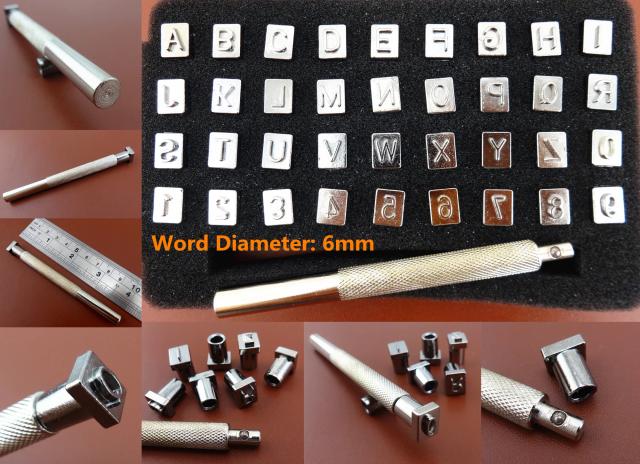 Kit Completo de Ferramentas para Estampagem em Couro com Letras do Alfabeto de 6mm, Inclui Cortador Digital, Furador, Drenador e Cortador de Ferro
