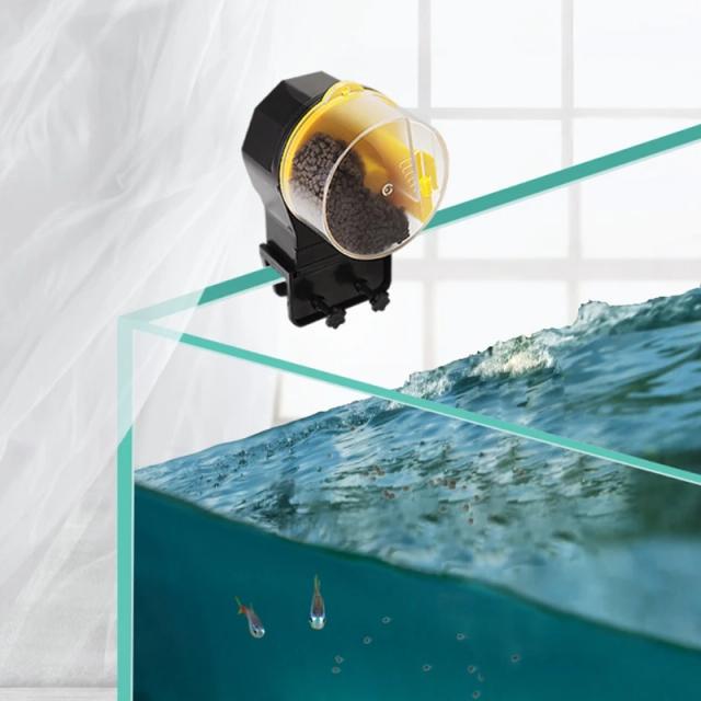 Alimentador Automático para Aquários com Braçadeira Ajustável e Temporizador - Ideal para Peixes Pequenos e Tartarugas