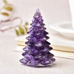 Resina natural pedra preciosa sorte árvore ornamentos artesanais árvores de natal silicone decoração para casa artesanato estatueta presente do feriado - Image 1