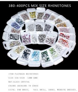 Strass de cristal plano para decoração, tamanho misto com 400 peças, 40 cores, para unhas, rosto, gemas, festival, artesanato, decoração - Image 3