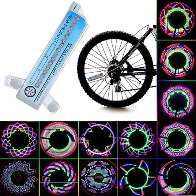 Luzes de Roda LED para Bicicletas e Motocicletas - Iluminação Estilizada com 32 LEDs para Ciclismo ao Ar Livre em Pneus de 24 Polegadas