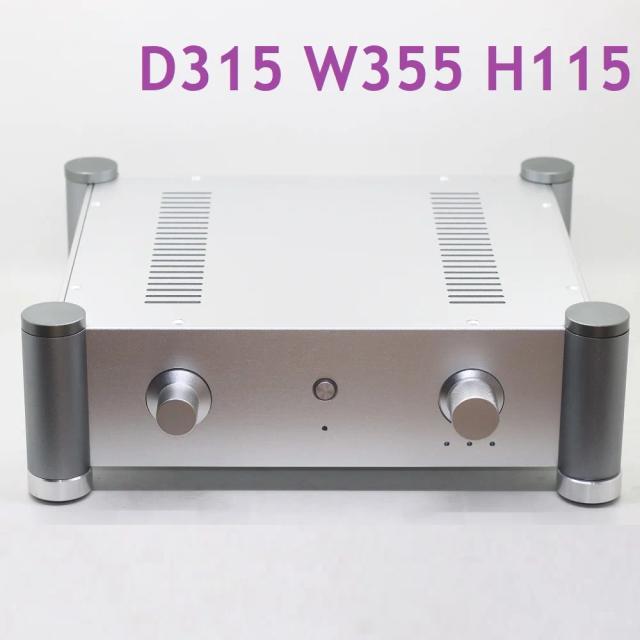 Amplificador de Potência W355 H115 D315 em Alumínio: Chassi DIY para Pré-amplificador, DAC e Controle Equilibrado