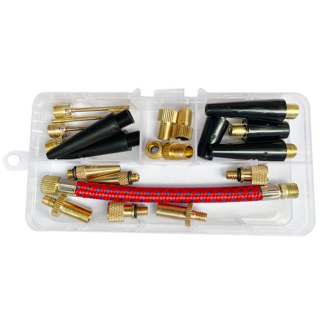 Kit Completo de Acessórios para Bomba de Pneu: 21 Peças com Adaptador, Conector de Válvula e Esfera para Bicicleta
