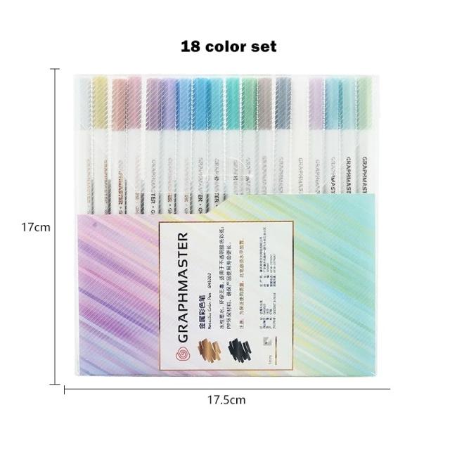 Conjunto de 18 Canetas Metálicas à Base de Água para Caligrafia e Artesanato - Desenho, Pintura e DIY
