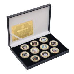 10 peças-conjunto de moedas colecionáveis com suporte de moedas berloques e moedas banhados a ouro-princesa de gais - Image 3