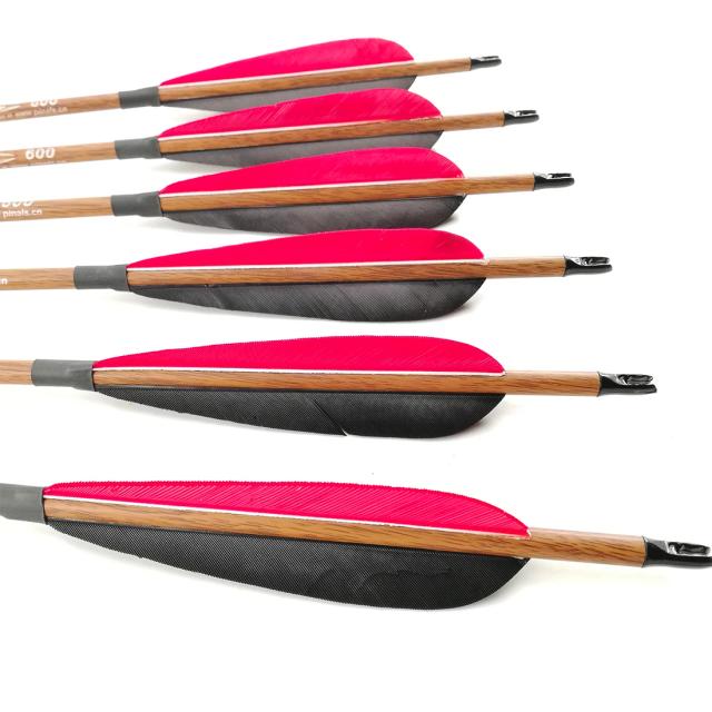 Arco Longbow Tradicional com Flechas de Peru para Pesca e Caça - Conjunto de 6 Peças em Tamanhos 30 e 32 Polegadas