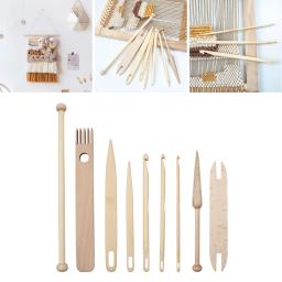 Ferramentas de tecelagem Madeira, Weaving Shuttle, Agulha de crochê, Mão Loom Stick, Tricô Tapeçaria, Ferramentas DIY Craft, 9Pcs Set - Image 5