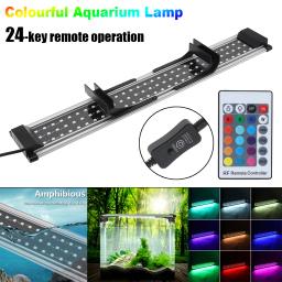 Espectro completo led luzes do aquário rgb luz do tanque de peixes extensível lâmpada suportes com controle remoto - Image 1