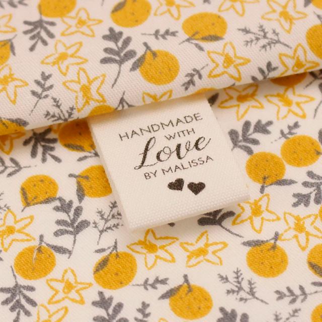 Etiquetas de Costura Personalizadas em Algodão com Logotipo - 20mm x 70mm, Perfeitas para Presentes Artesanais e Projetos com Amor