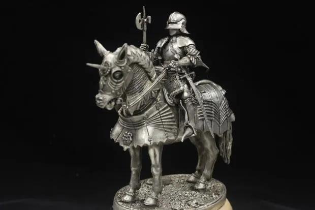 Estatueta em Miniatura de Cavaleiro Gótico em Armadura Completa, 90mm, Estilo Medieval, Coleção Escala 1:18