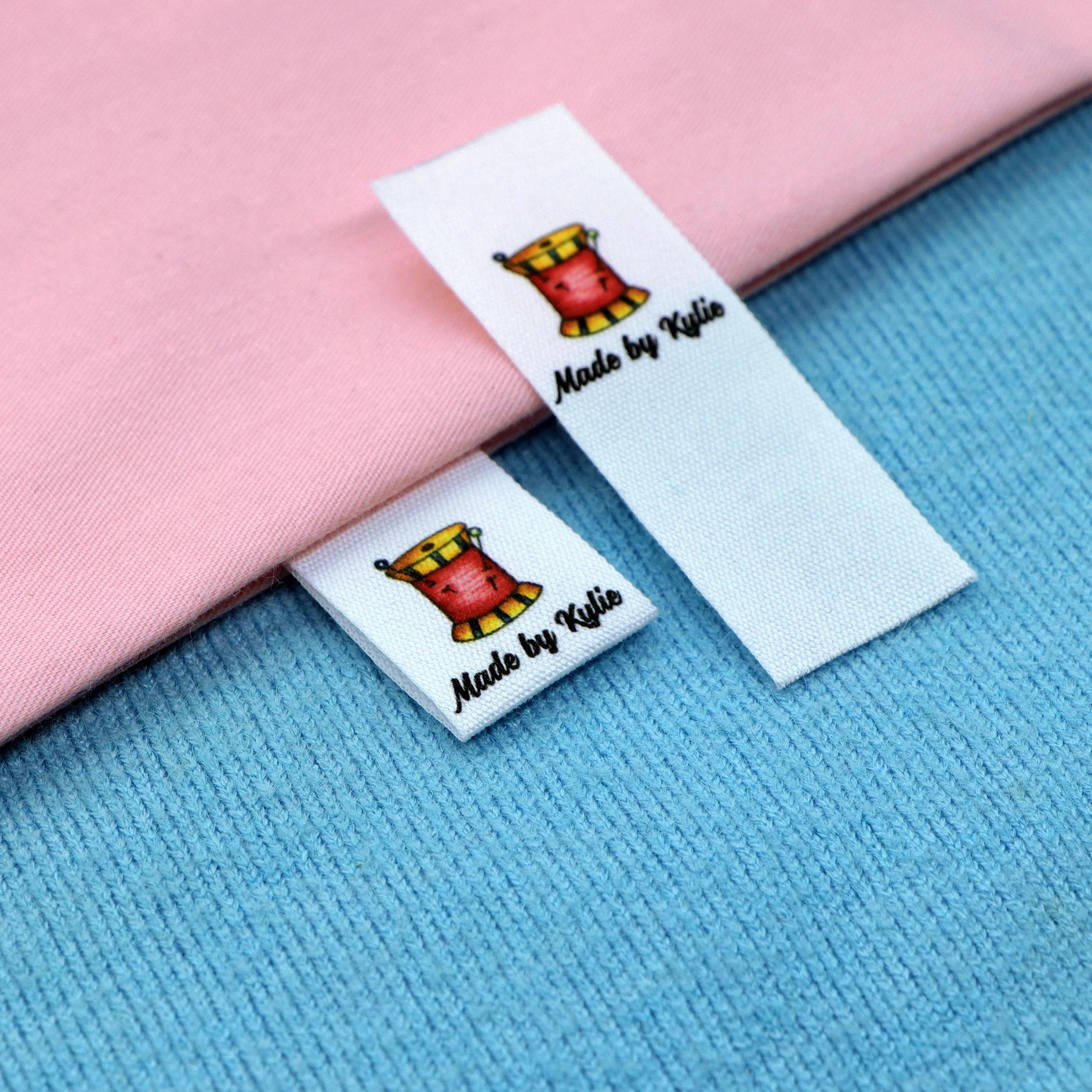 Etiquetas de costura/etiquetas de marca personalizadas, etiquetas de roupas, máquina de costura, tecido 100% algodão, texto personalizado (fr064) - Image 1
