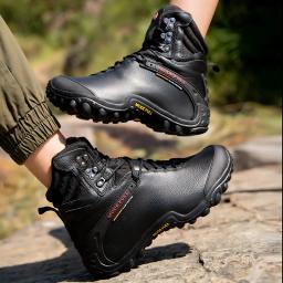Botas de caminhada de inverno dos homens de couro de vaca para mulheres ao ar livre à prova dwaterproof água treeking sapatos de neve escalada montanha caça tênis caminhada - Image 4