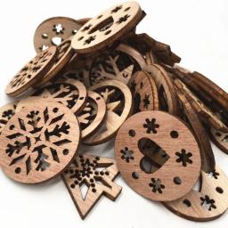 20 pçs enfeites de natal de madeira inacabado para diy arte artesanato ornamentos esculpidos em madeira para festa em casa decorações penduradas - Image 2