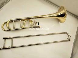 Novo bachtenor bb/f trombone ouro cobre instrumentos musicais profissionais com concha e bocal - Image 1
