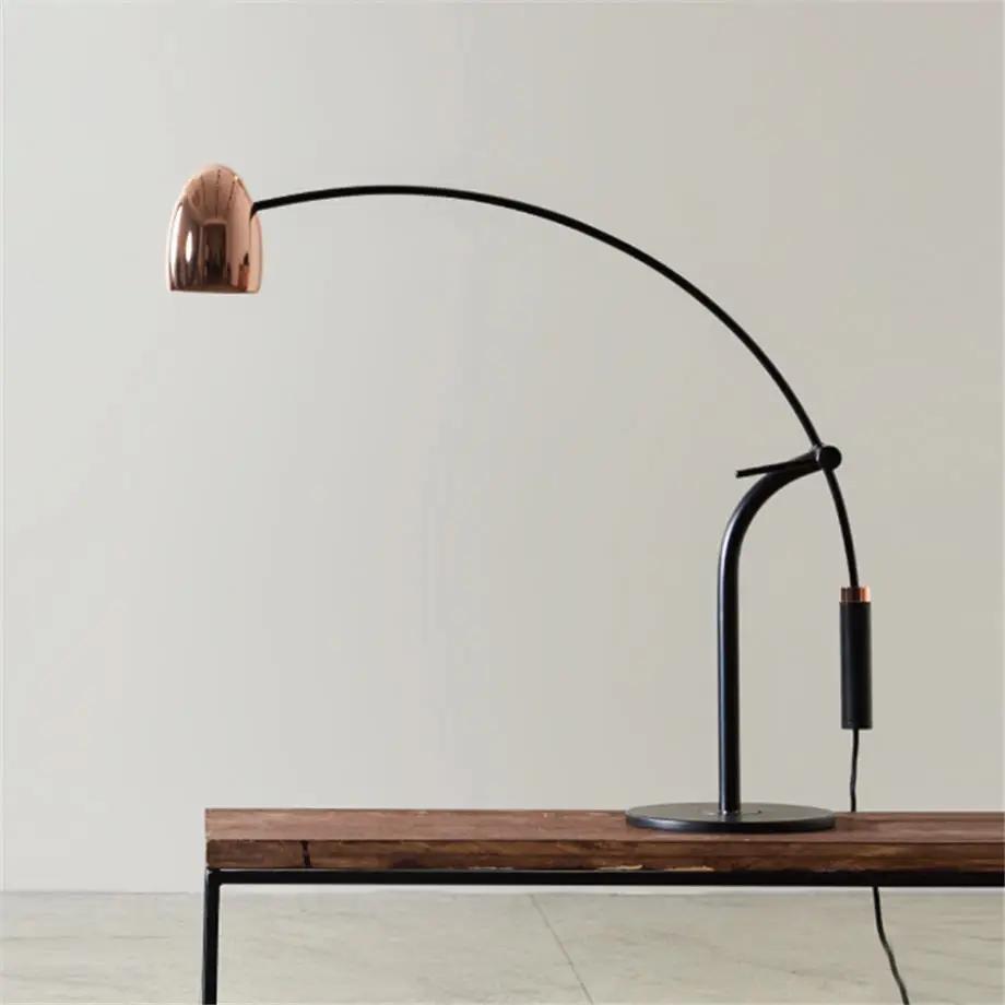 Luminária de mesa com braço longo ajustável, design nórdico, base de mármore, ouro rosa, abajur, luz para escritório de estudo, luminárias led - Image 1